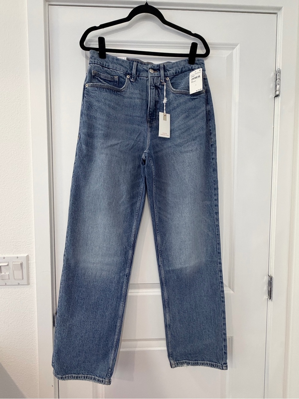 Good American Light Blue Mid-Rise Relaxed Fit With Dropped Crotch Jeans